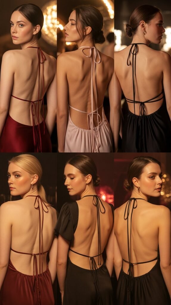 Backless Dress With Tie Detail