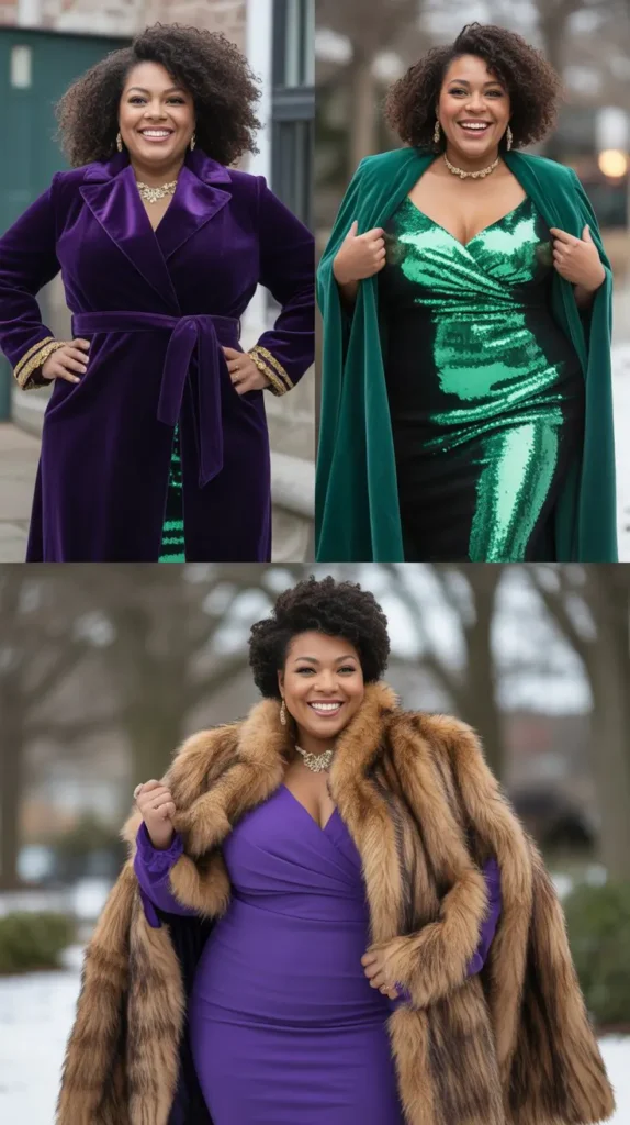 Elegant Mardi Gras Looks for Plus-Size Black Queens