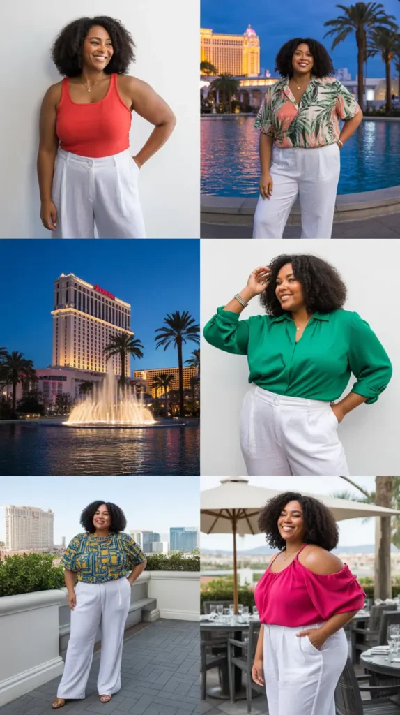 White Linen Pants with Colorful Top