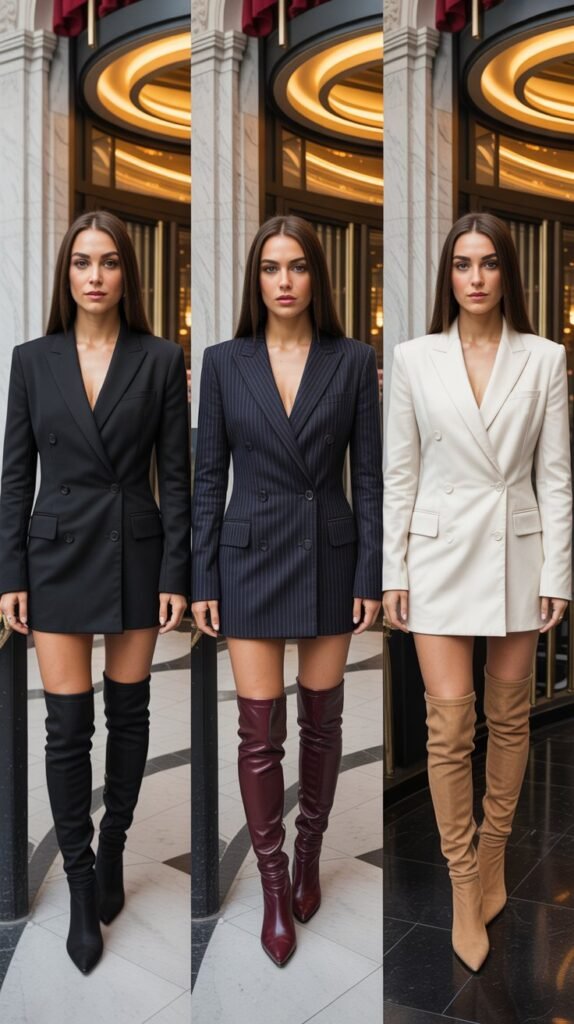 Blazer Dress with Over-the-Knee Boots
