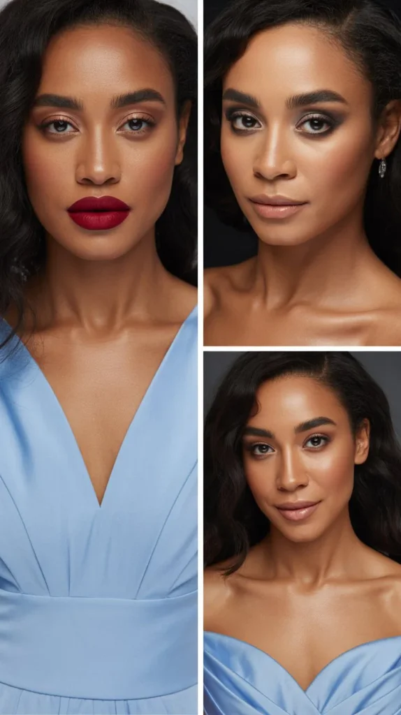  Makeup Looks for Black Women Wearing Light Blue Bridesmaid Dresses