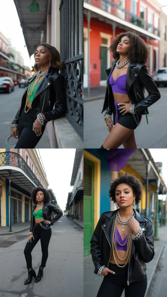Chain & Leather Mardi Gras Edge Look