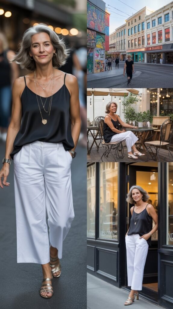 Wide-Leg Cropped Pants with a Camisole
