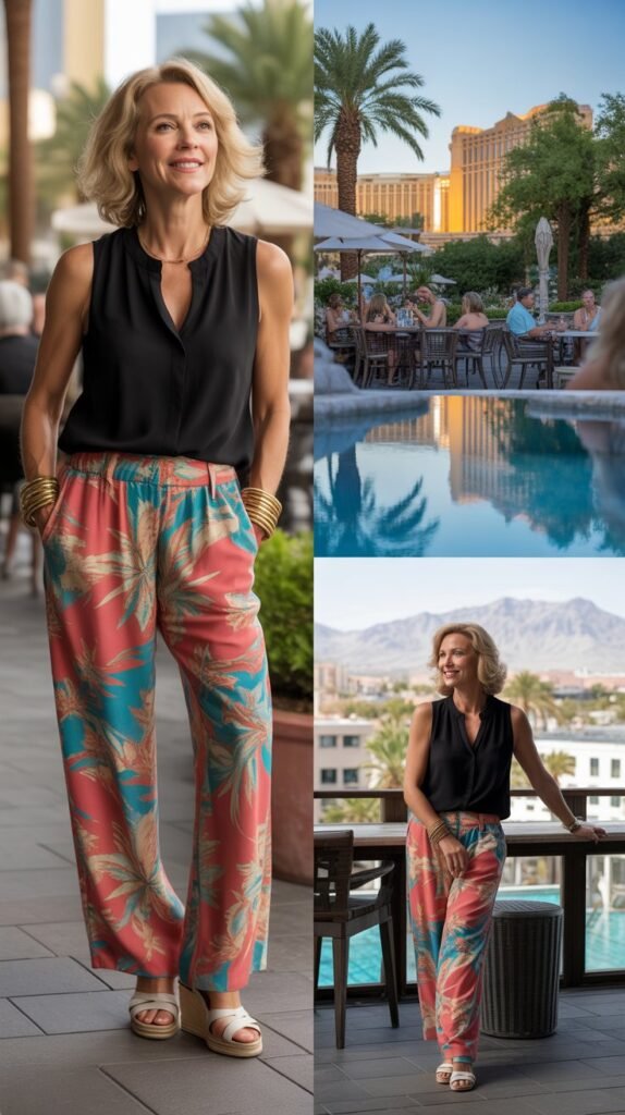 Printed Pants with a Solid Top