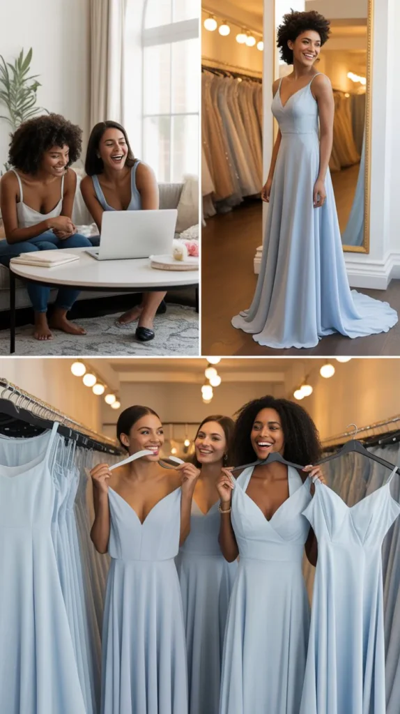 Where to Buy Light Blue Bridesmaid Dresses for Black Women