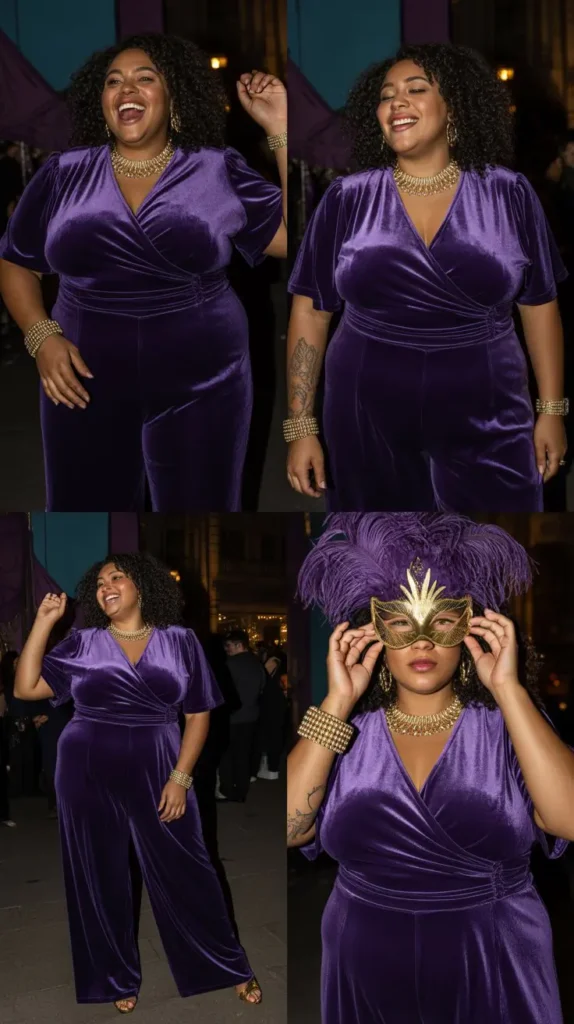 Purple Velvet Jumpsuit