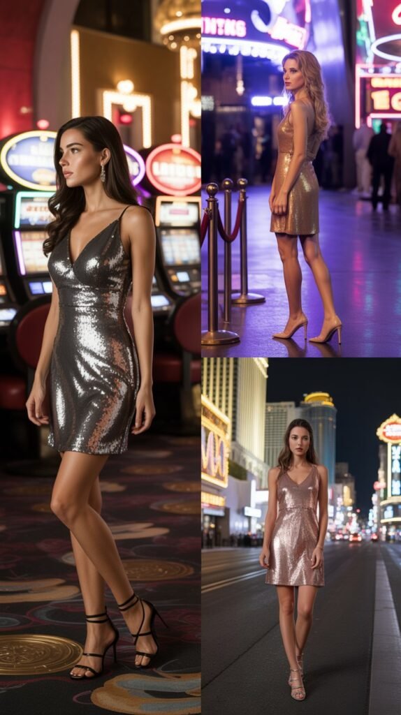 Sequin Mini Dress with Strappy Heels