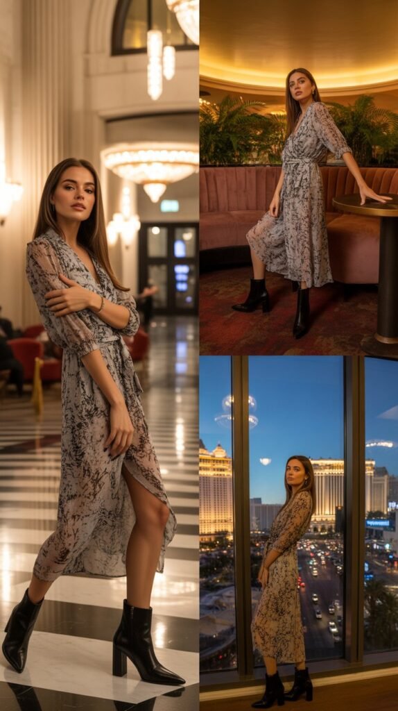  Wrap Dress With Ankle Boots