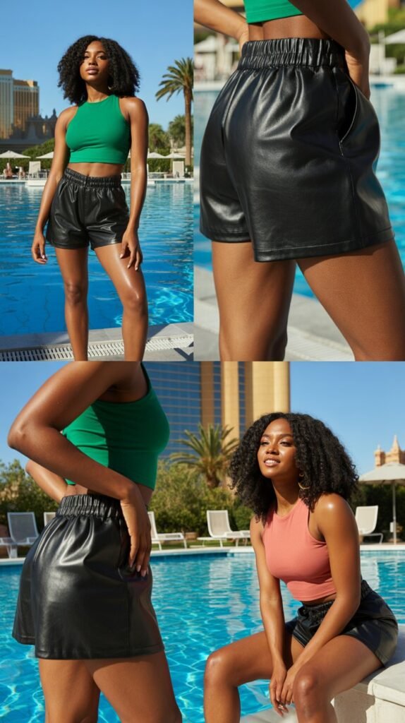 Leather Shorts With Crop Top Combo