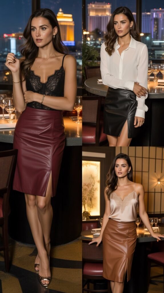 Lace Top with Faux Leather Skirt