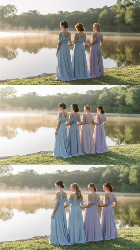 Cold-Shoulder Chiffon Dress