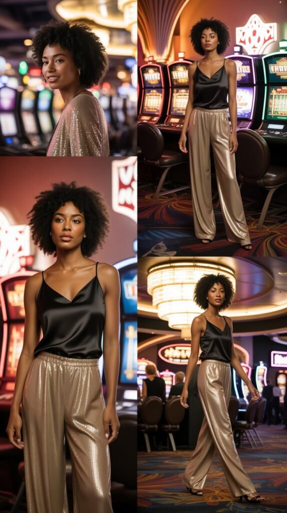 Sequined Pants With Simple Top