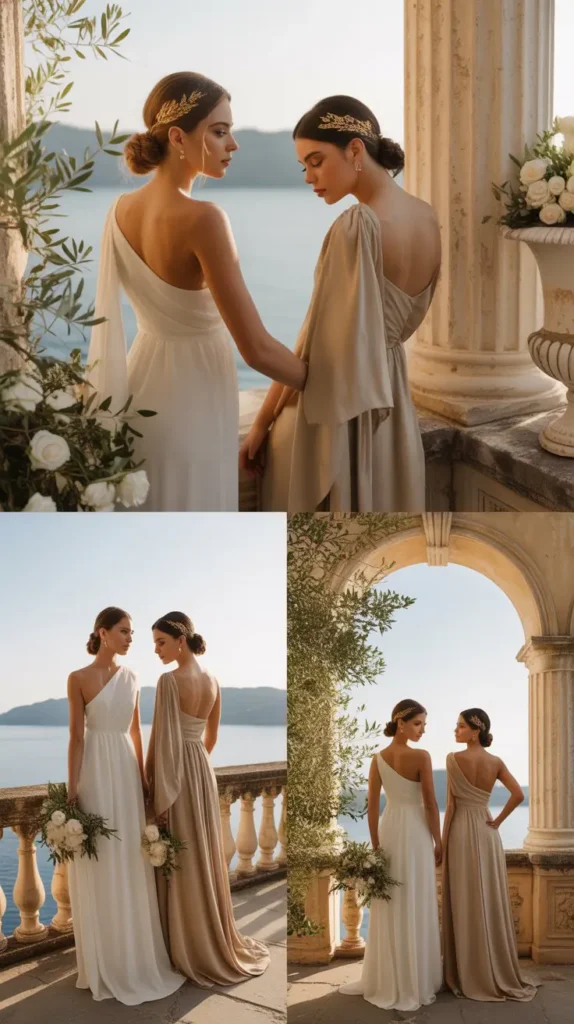 Elegant Draped Grecian Gown