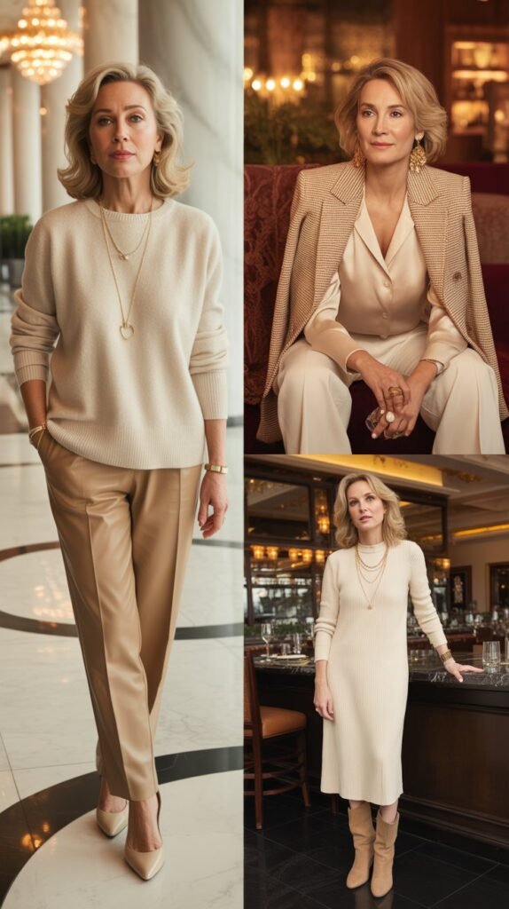  Monochromatic Outfit In Cream Or Camel