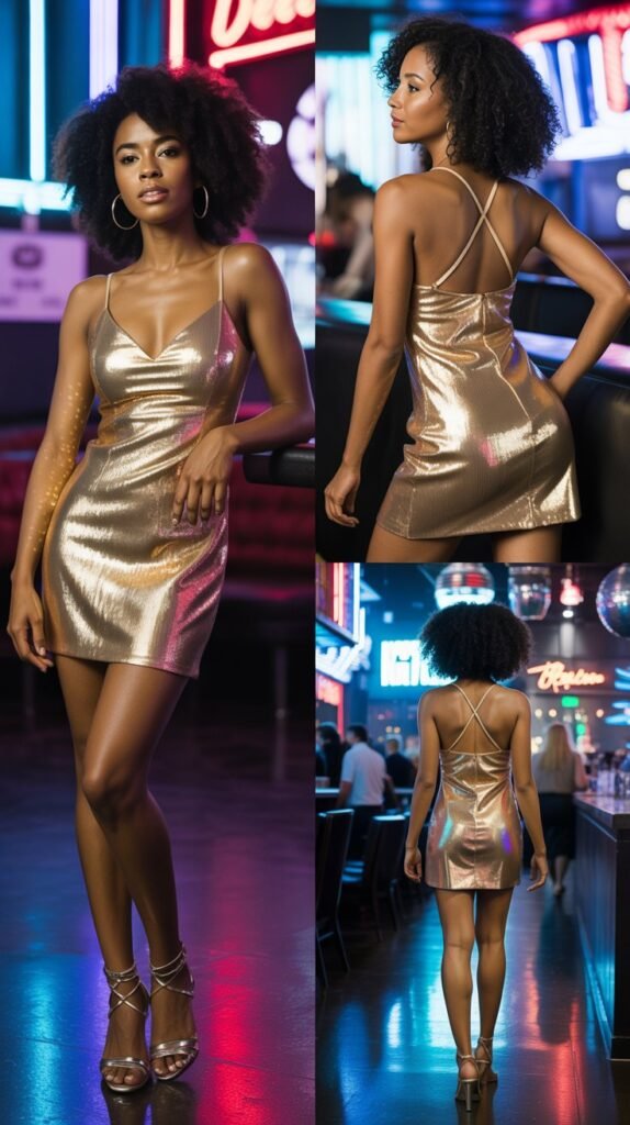 Sequined Mini Dress With Strappy Heels