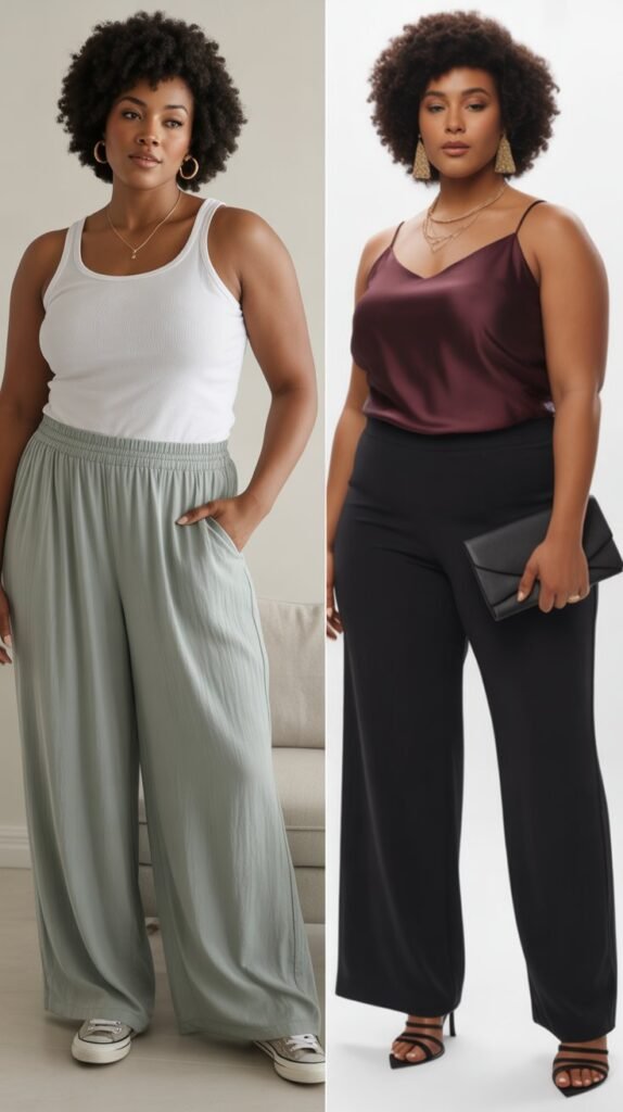 Wide-Leg Palazzo Pants with Tank Top