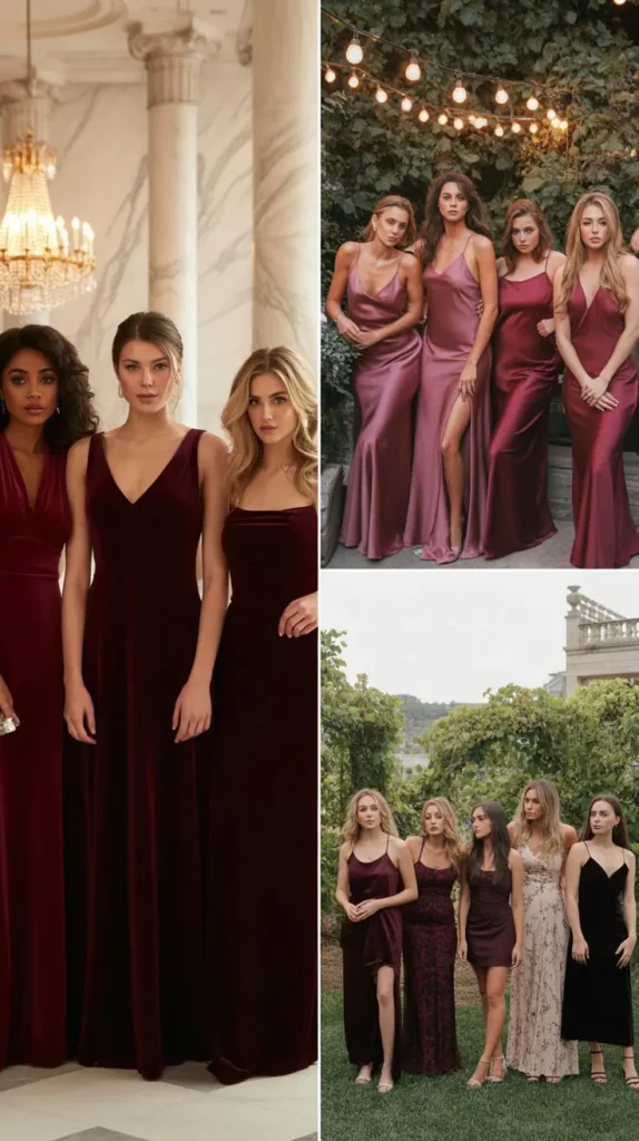 Celebrity-Inspired Wine Bridesmaid Dress Trends