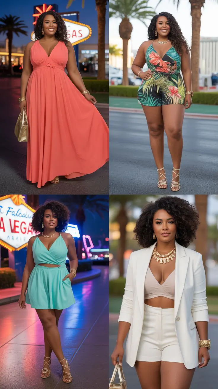 24 Summer Vegas Outfit Ideas Black Women Plus Size