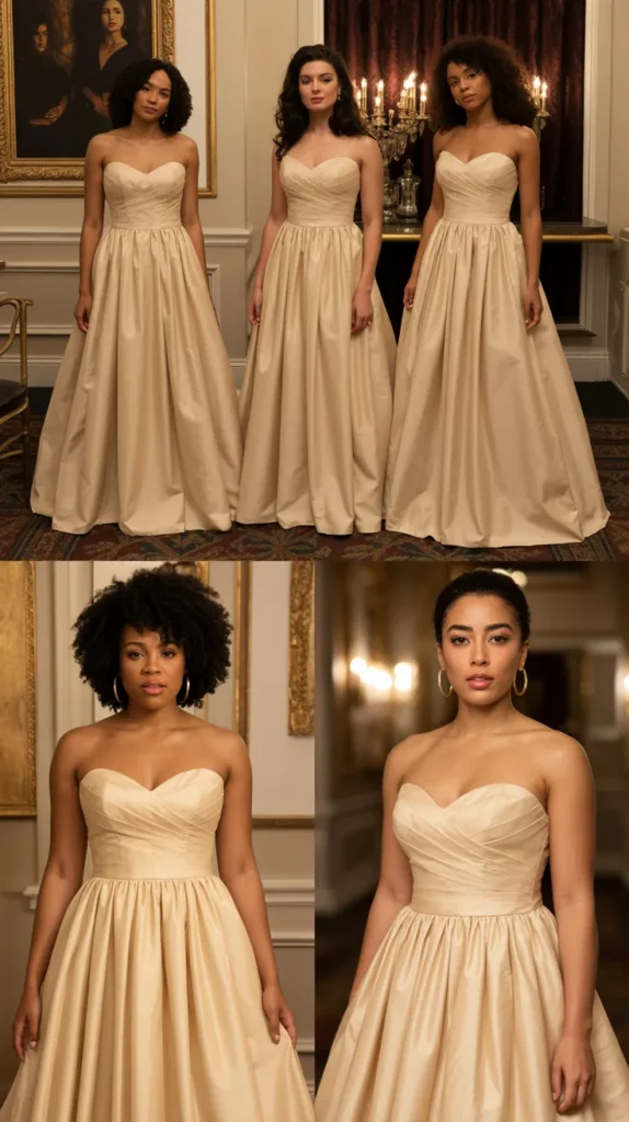 Strapless Gold Champagne Ball Gown Style