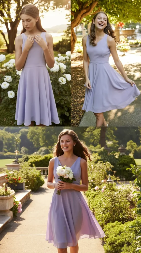 Classic A-Line Lavender Chiffon Dress