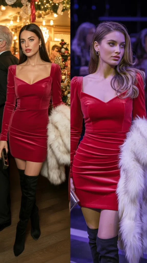  Red Velvet Mini Dress