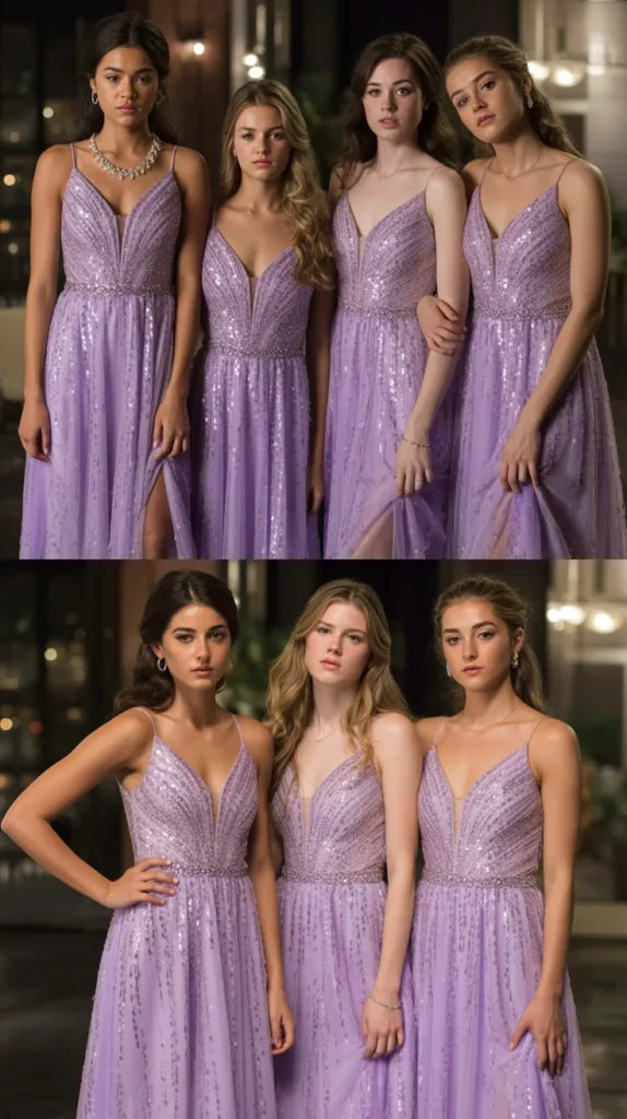 Lilac Sequin or Embellished Bridesmaid Dress