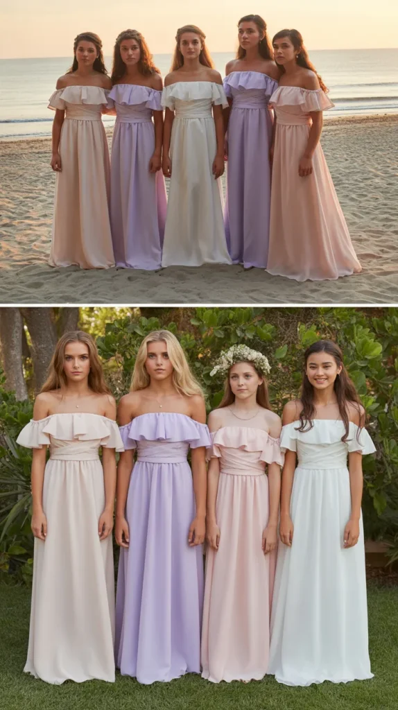 Ruffled Off-Shoulder Gowns