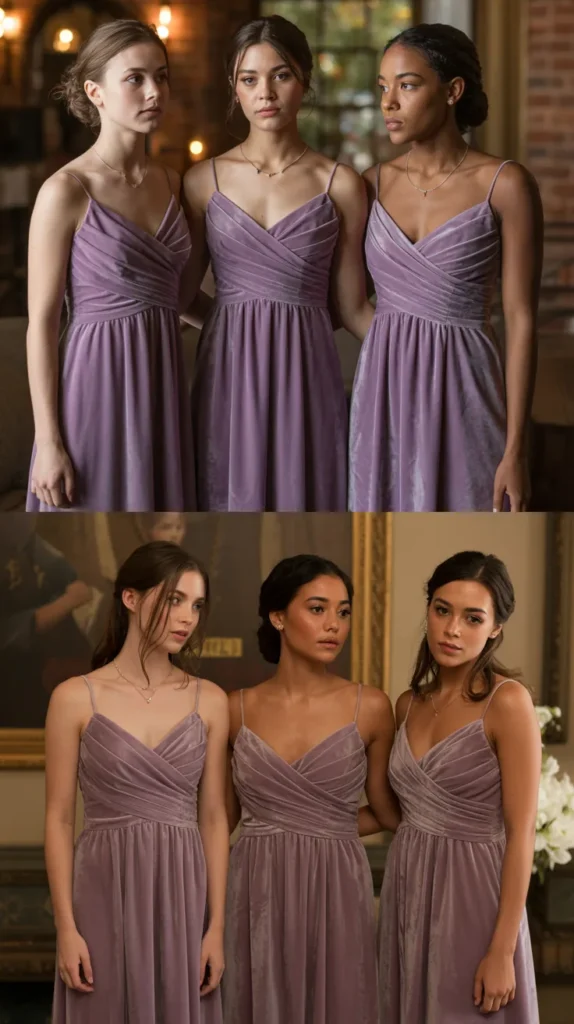 Lavender Velvet Dress for Fall Weddings