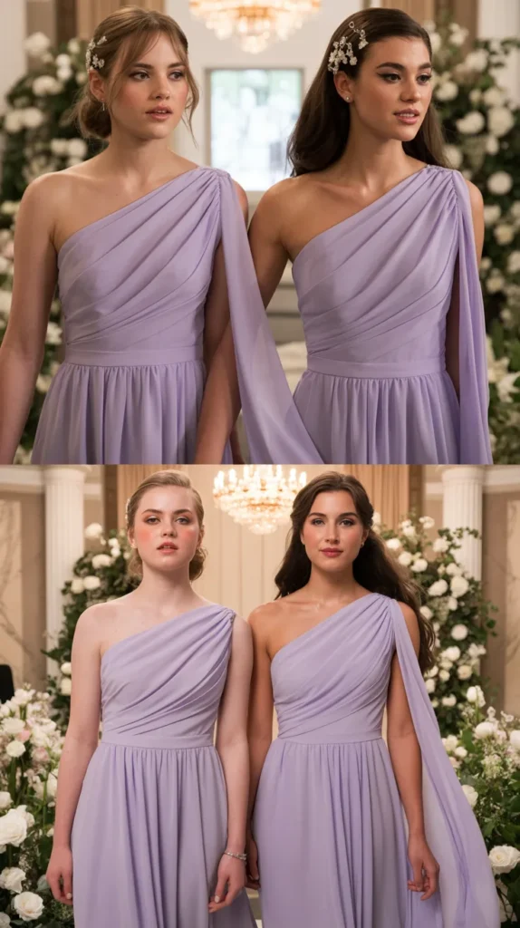 One-Shoulder Lavender Gown