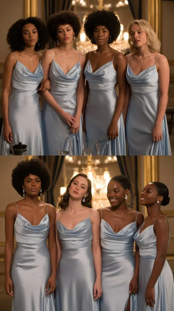 Satin Light Blue Bridesmaid Dresses for a Luxe Look