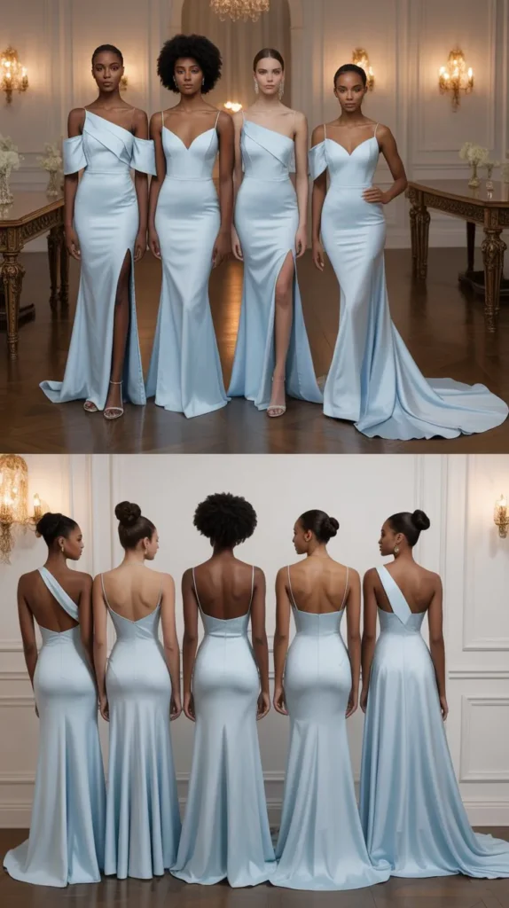 Designer Light Blue Bridesmaid Dresses