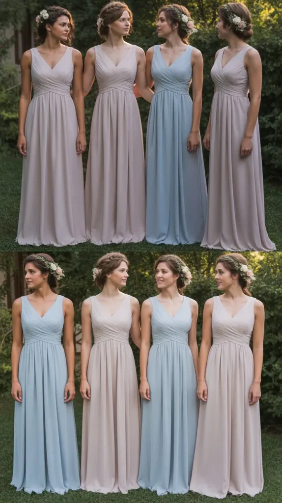 Empire Waist Long Bridesmaid Dress