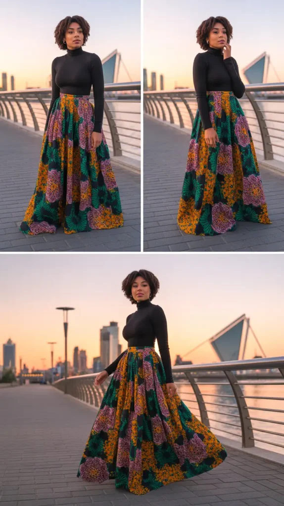 Printed Maxi Skirt With Fitted Top