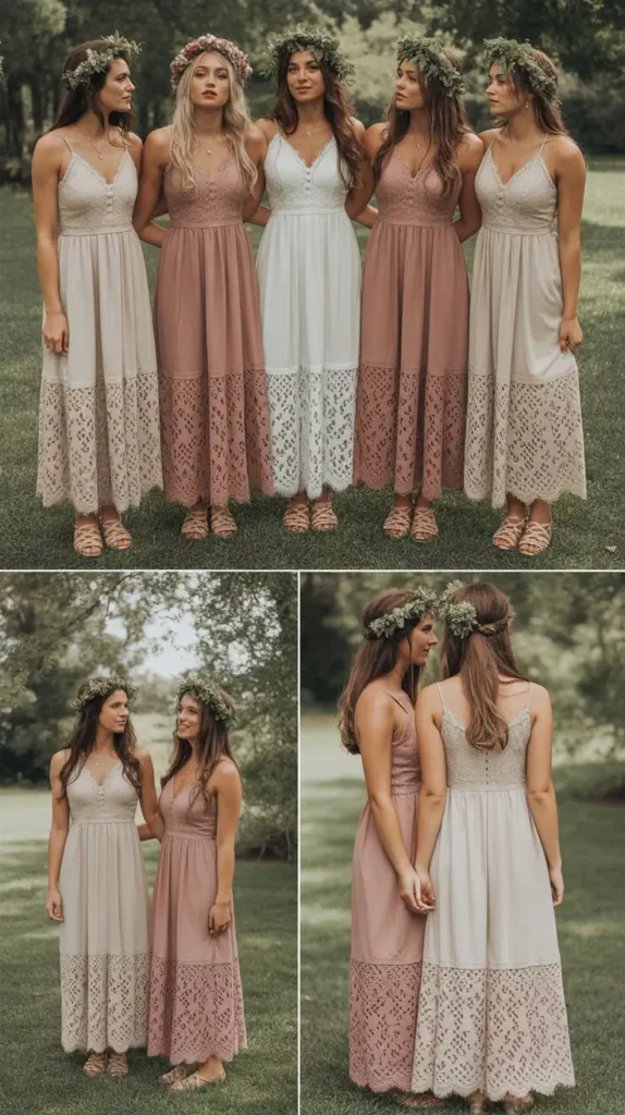 Boho Lace Long Bridesmaid Dress