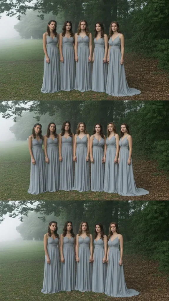 Misty Grey Chiffon Bridesmaid Gowns