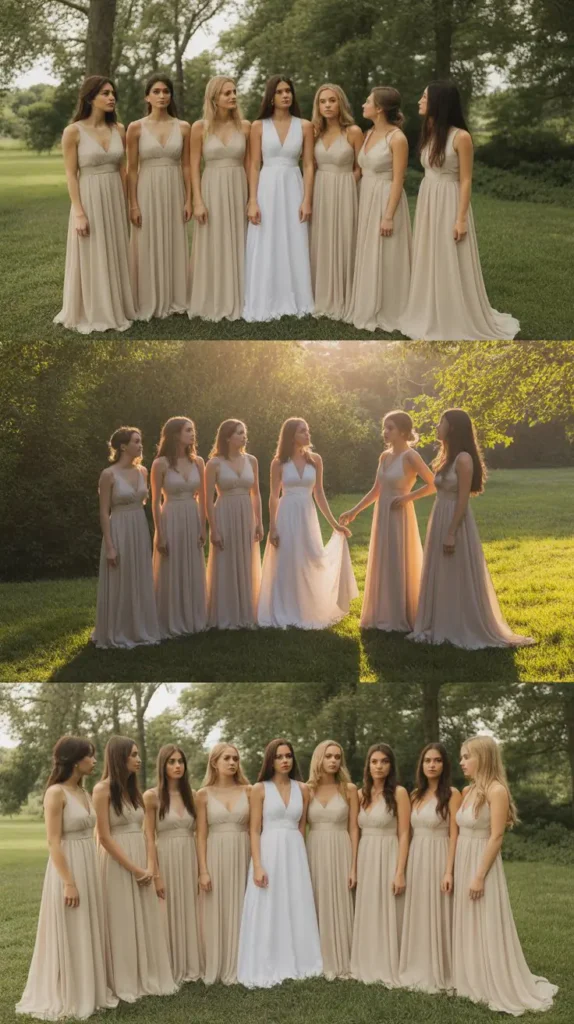 Champagne Chiffon Bridesmaid Gowns