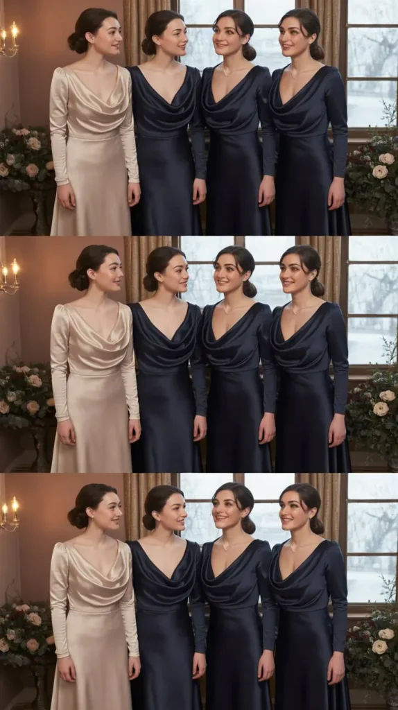 Cowl Neck Long Sleeve Bridesmaid Dresses