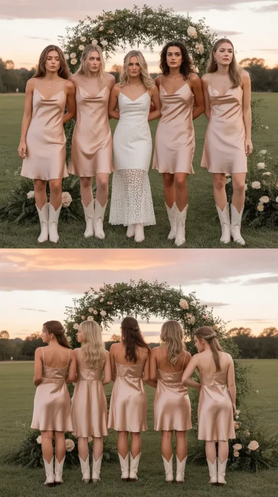 Peach Satin Slip Dresses