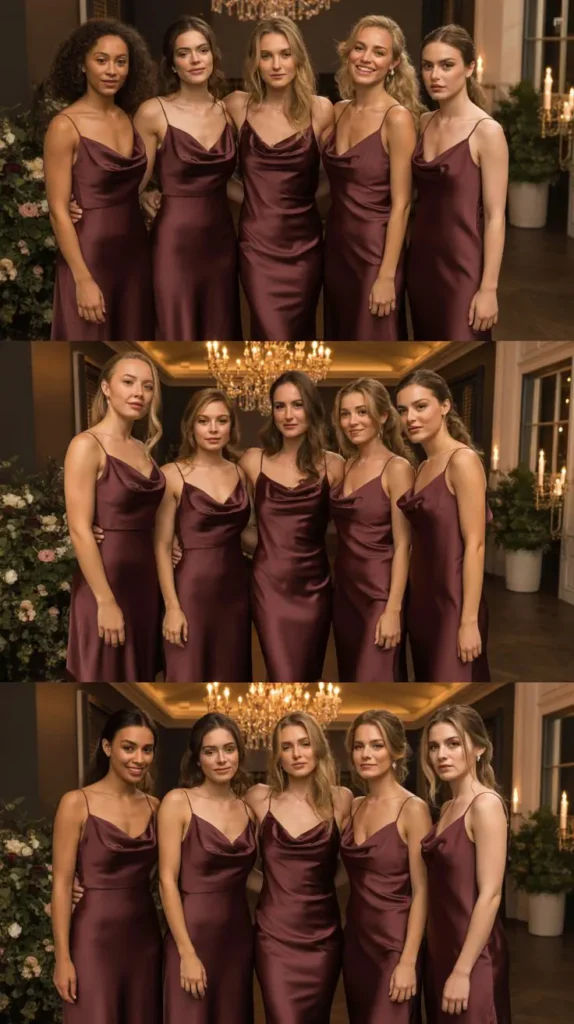 Satin Wine Bridesmaid Dresses for High-Glamour Elegance