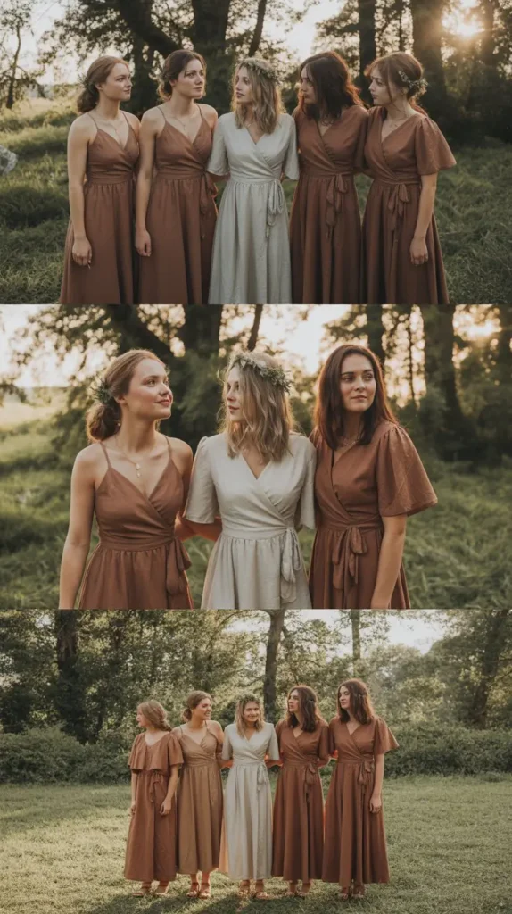 Earthy Brown Wrap Dresses