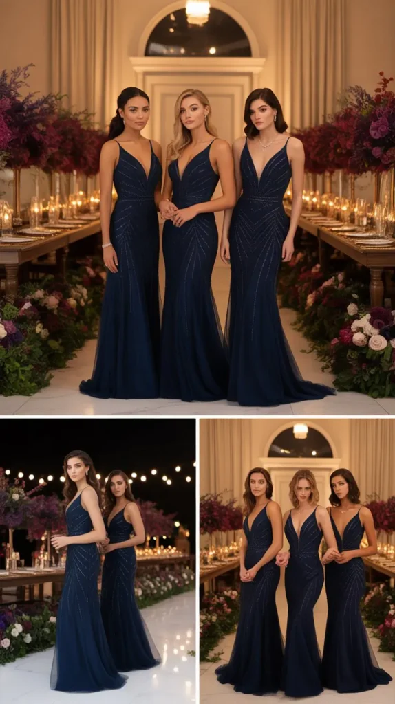 Midnight Blue Embellished Gown