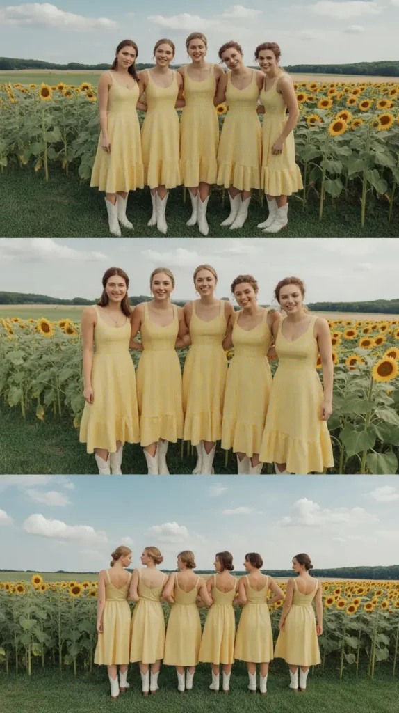 Yellow Gingham Midi Dresses