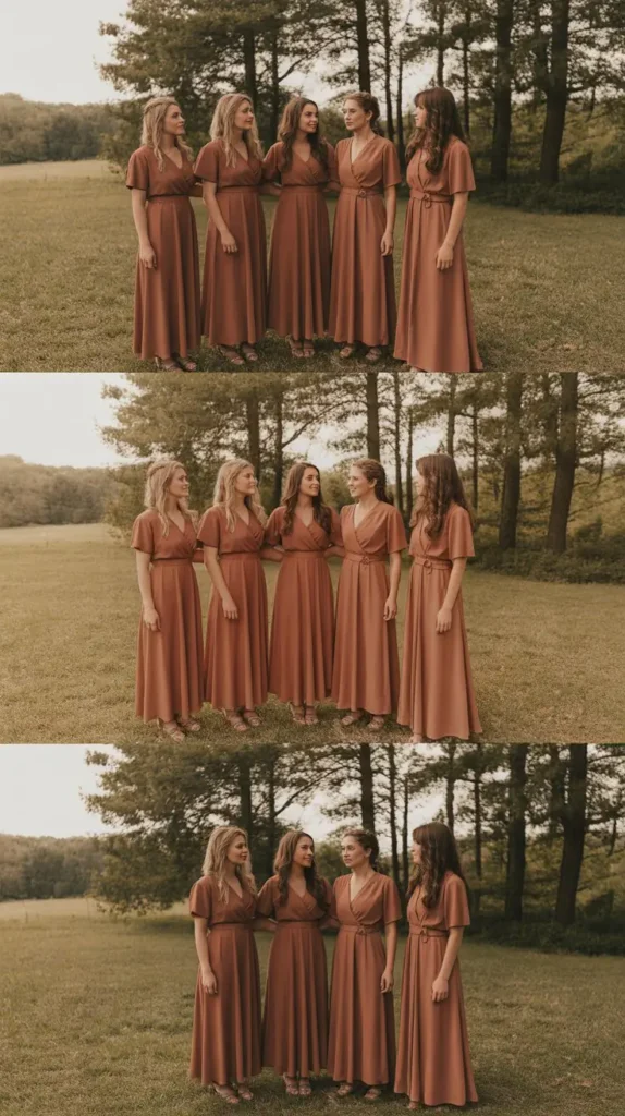 Terracotta Flowy Wrap Dresses