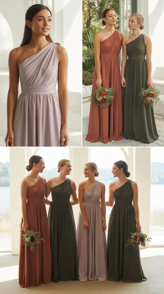 One-Shoulder Flowy Bridesmaid Gown