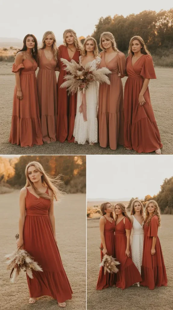Rust and Terracotta Boho Bridesmaid Dress
