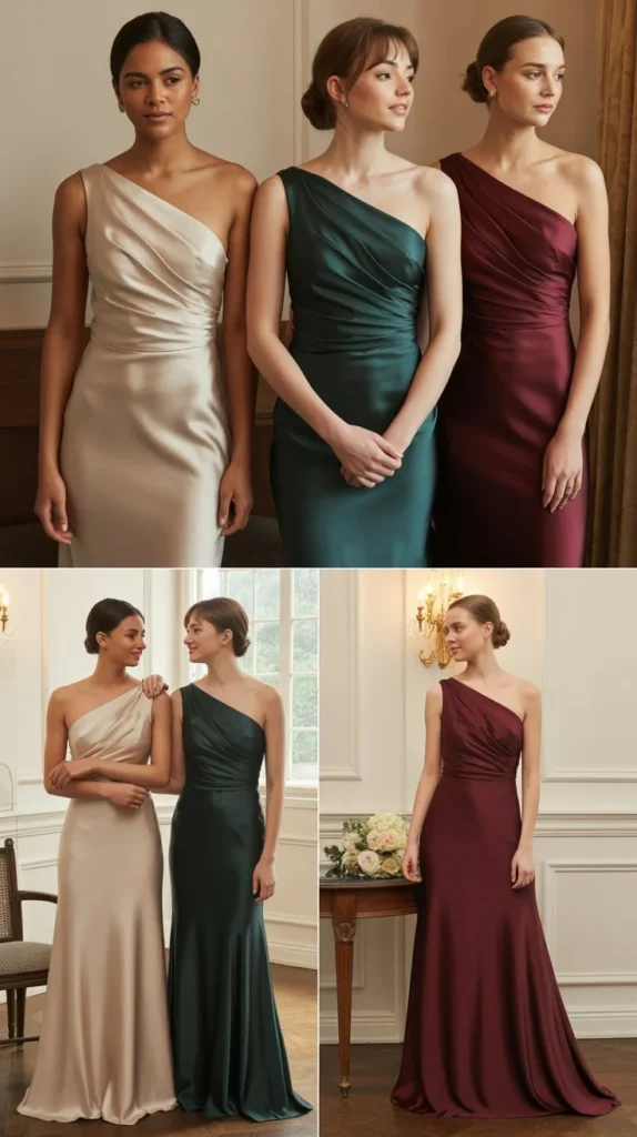 Sleek Satin Floor-Length Gown