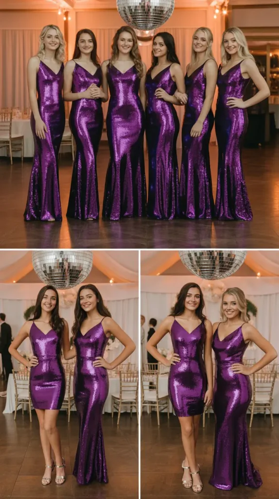 Purple Sequin Dresses for a Glamorous Evening Reception