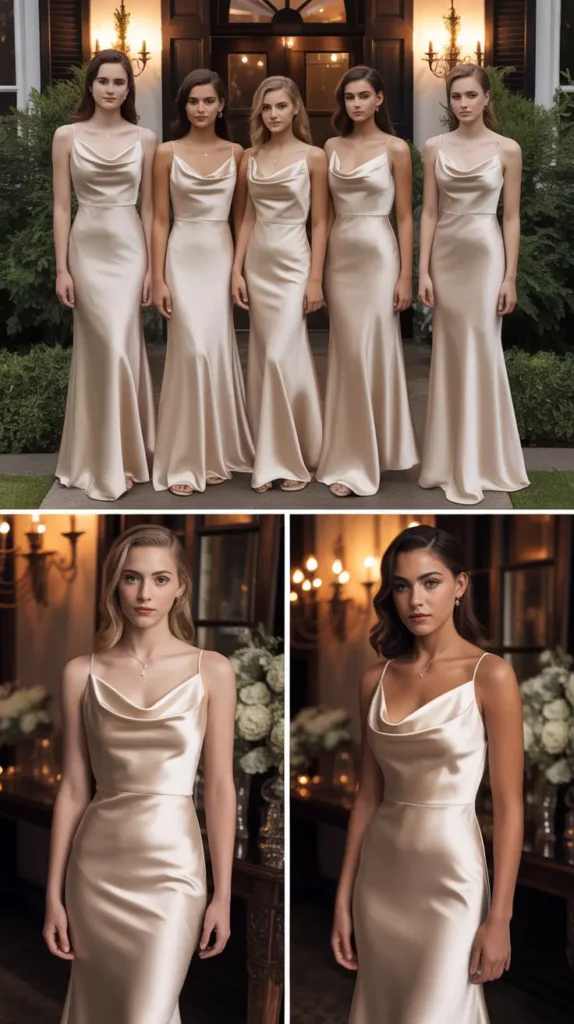 Cowl Neck Champagne Dress