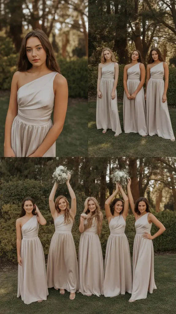 One-Shoulder Champagne Dress