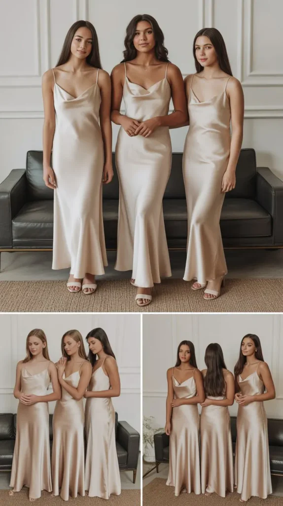 Satin Slip Champagne Dress